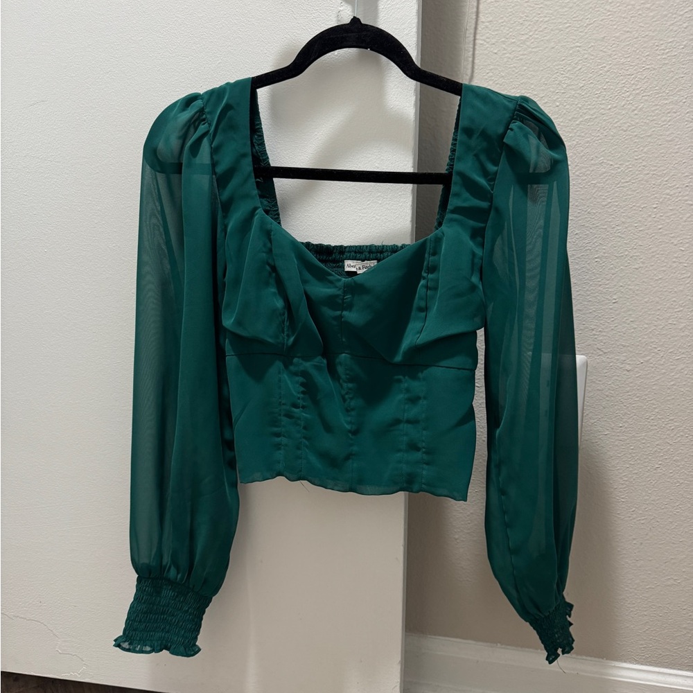 Chic Green Women's Corset Style Blouse